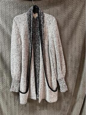 Sideffects Black and White Acrylic Knit Cardigan Sweater